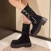 Women's fashion lightweight thick sole heightening winter warm fur one snow boots padded lining non-slip casual sports Martin cotton boots