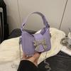 Handbag Bow Buckle PU Bag Pu Leather Women's Shoulder Bag Casual Silver Bucket Bag  Women