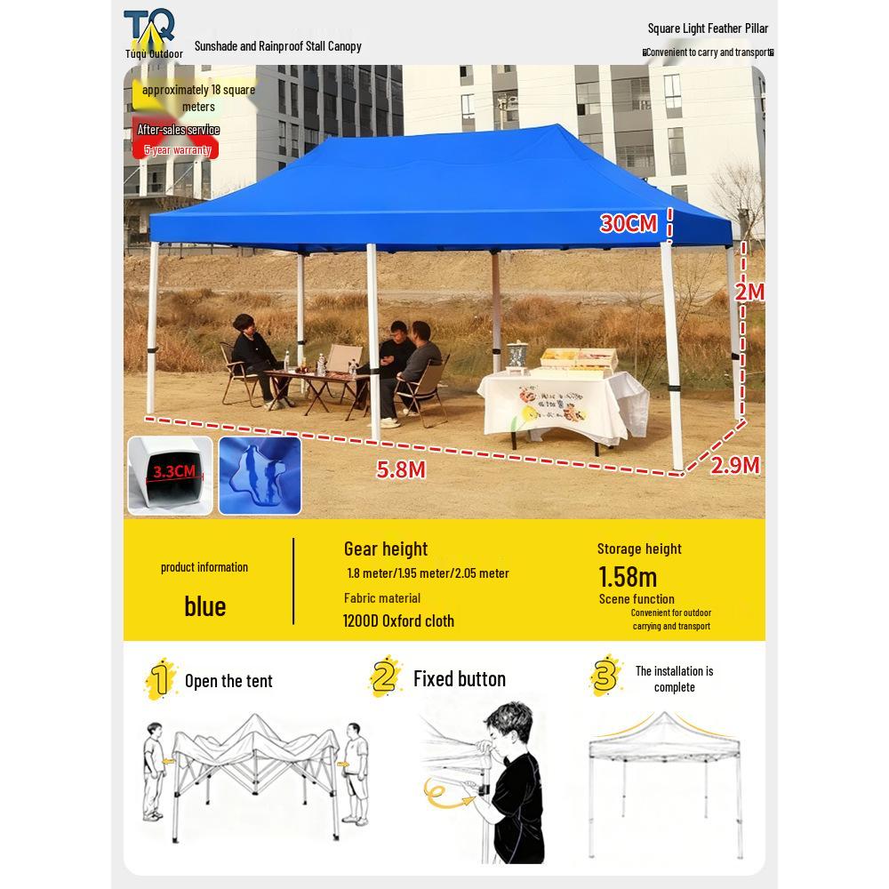 Retractable Four-Legged Canopy Tent: Sunshade & Rainproof Folding Umbrella for Outdoor Use.