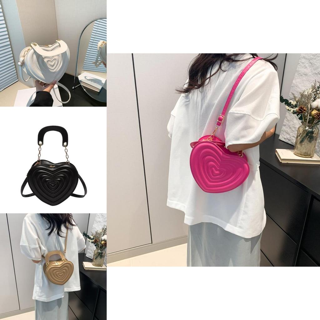 Fashionable Medium Sized Heart Bag With Zipper Closure Soft Pu Leather Shoulder Bag For Everyday Use