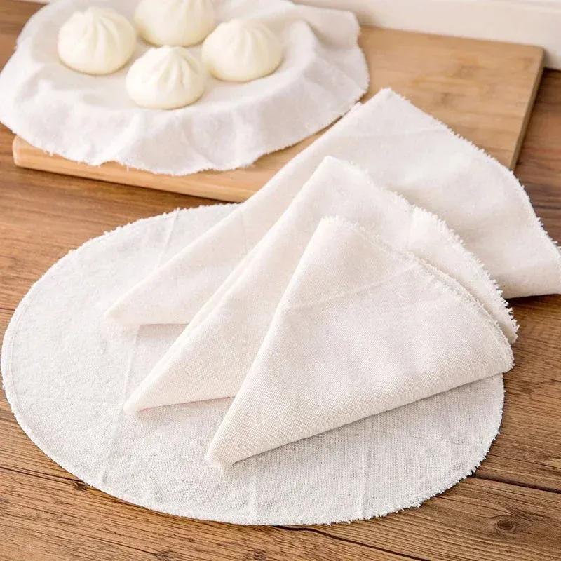 NEW 5Pcs Cotton Steamer Cloth Round Gauze Drawer Mat Stuffed Buns Steamed Bread Kitchen