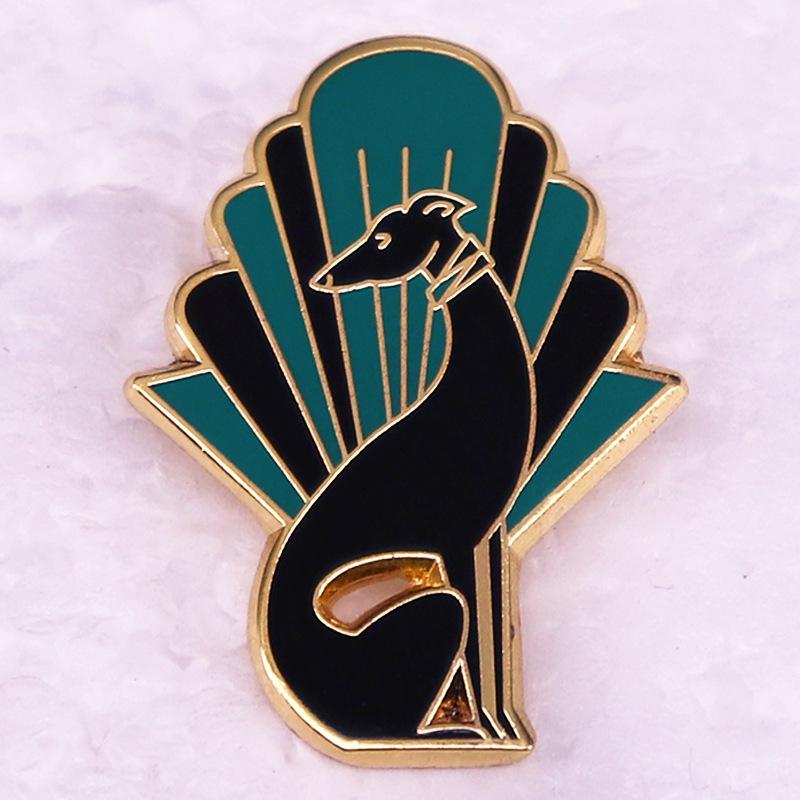Italian Greyhound Whippet Enamel Brooch Pin