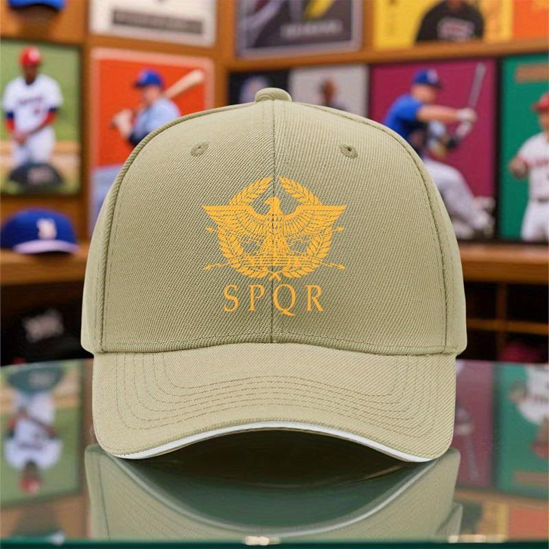 1 Pieza Gorra de Béisbol Ligera Nueva para Verano y Otoño para Hombres y Mujeres, Transpirable Negra con Estampado SPQR Romano, Gorra de Fiesta