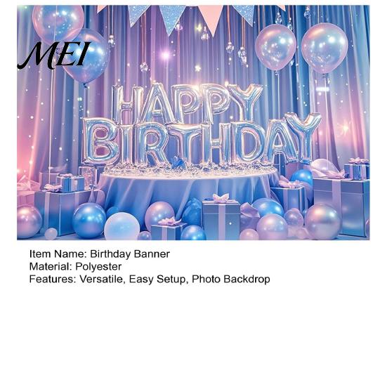 Birthday Celebration Banner Happy Backdrop, Party Photo Background Cloth for Celebration, Double-sided Printed Bunting Flag Decor Kids Women, Supplies
