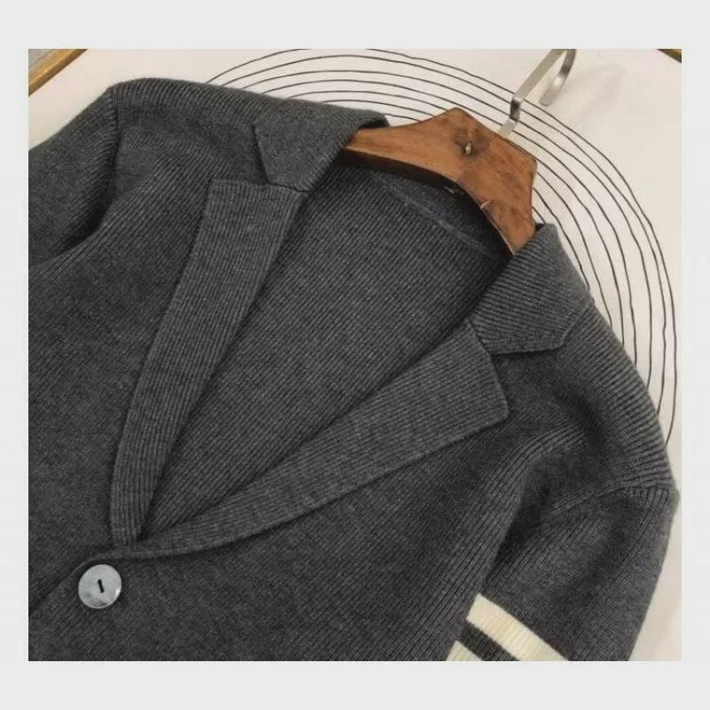 Romon Men's Spring & Autumn Knit Polo Shirt Set - Fashionable Casual Lapel Design