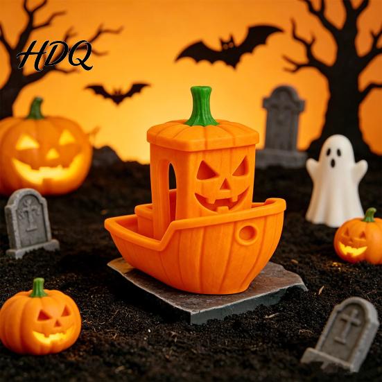 Long-lasting Ghost Figure 3D Printed Ghost/Pumpkin Boat Figurine Creative Ornament Mini Pumpkin Ornament Desktop Decoration Fun Gift for