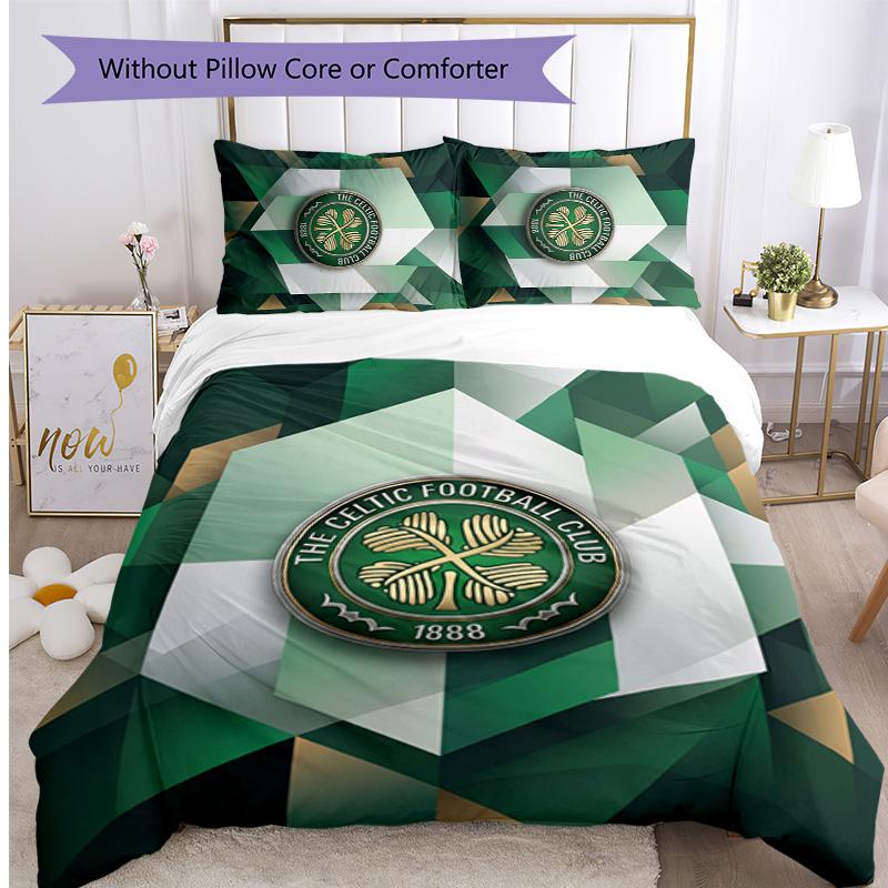 Set Biancheria da Letto Celtic FC Stampato 3 Pezzi Copripiumino Traspirante con Federe Biancheria da Letto Decorativa per Camera da Letto Casa