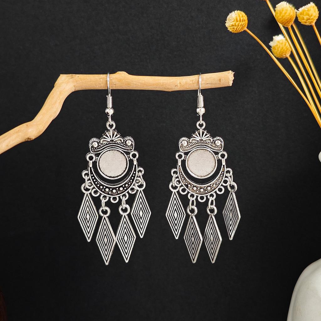 Bohemian Ethnic Wind Geometric Water Drop Earrings, Long Fringed Earrings For Retro Tourist Attractions