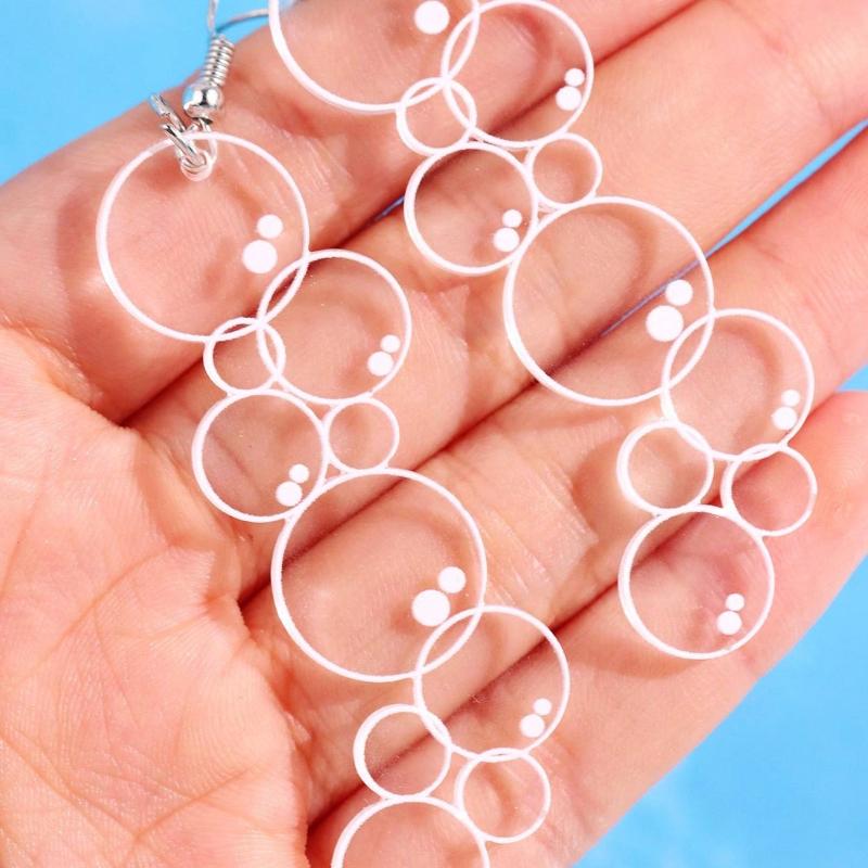 1 Pair Unique Quirky Creative Fashionable Minimalist Acrylic Bubble Dangle Earrings, Cute Everyday Jewelry for Women