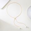 Adjustable Chain Necklace with Simple Faux Pearl Pendant Female Long Sweater Fashion Jewelry Gift Ornament