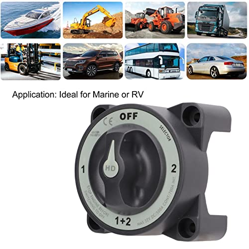 KIMISS Battery Isolator Kit, 500A Marine Battery Disconnect Switch Heavy Duty 4-Position Battery Selector Switch for RV Boats