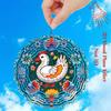 Floral Duck Round Art Wind Chime Metal Hanging Decor for Garden Patio Outdoor Indoor Holiday Decorations Durable Weather Resistant