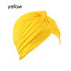 Solid Color Women Elastic Cotton Fold Turban Hat Soft Bonnet Muslim Hijab Ladies Head Wrap Warm Beanies Chemo Hat