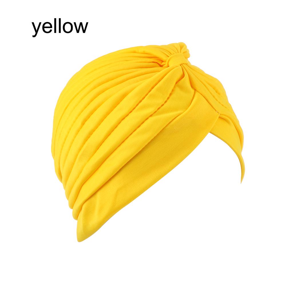 Solid Color Women Elastic Cotton Fold Turban Hat Soft Bonnet Muslim Hijab Ladies Head Wrap Warm Beanies Chemo Hat