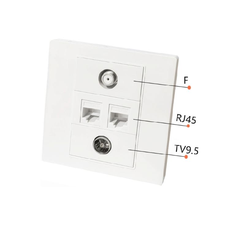 Multimedia Outlet Panel For Various Connectors TV9.5 RJ45 CAT6/CAT5E F-Type Faceplate for Ethernet/TV Coaxial Cable