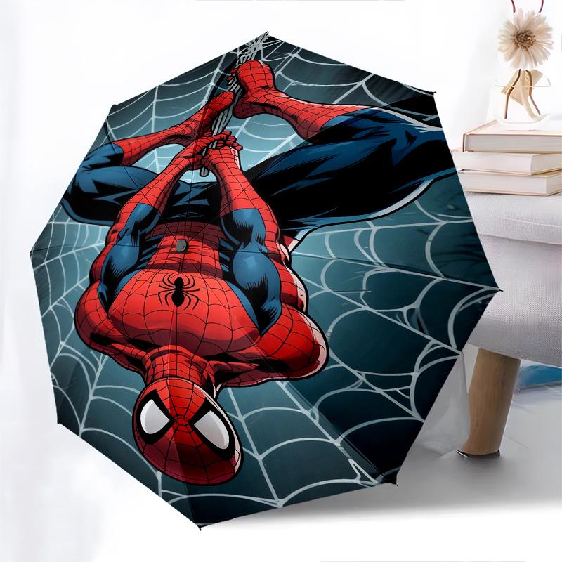 Spider Man, Web Automatic Opening and Closing Umbrella, Compact Travel Umbrella, Lightweight and Portable, Suitable for Beach Commuting Busi
