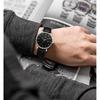BUREI Men's Simple Stylish Watch Leather Band Slim Design Timepiece