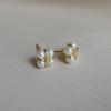 PONYKISS  Sterling Silver Mini Pearl Square Geometric Stud Earrings for Women Minimalist Fine  Classic Accessories