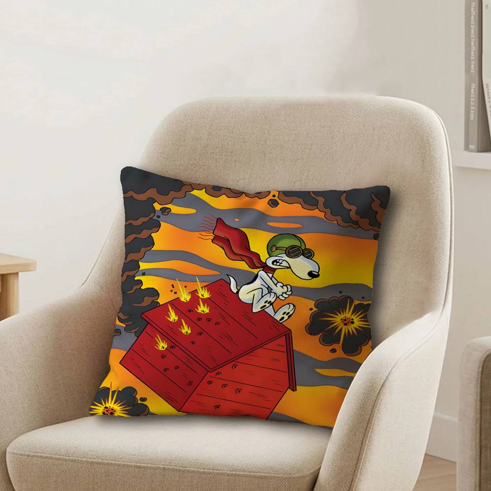 Classic Cartoon Cute SSnoopy Office Cushion Pillowcase Car Cushion CoverXCM Lumbar Pillowcase Sofa Pillowcover