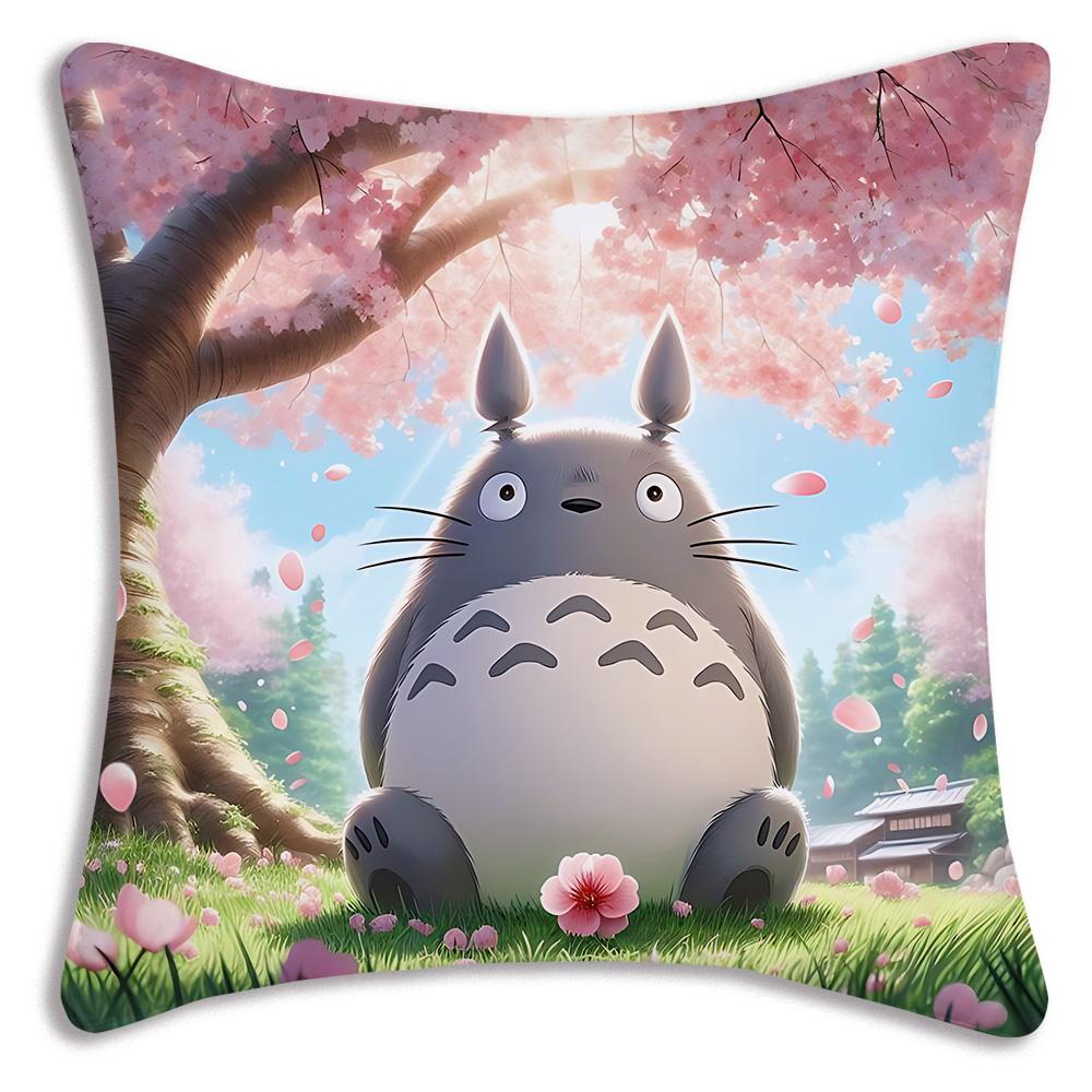 Hot Cartoon Cute Pillow Covers Cartoon Sofa Decorative Home Double-Sided Printing Short-T-Totoros Plush Cute Cushion Cover