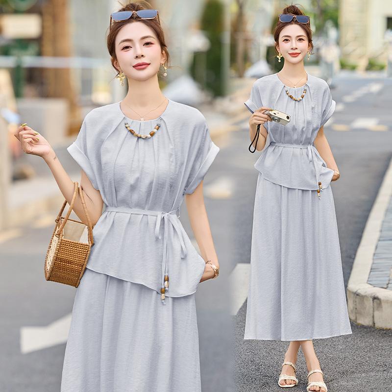 Fashion Design Shirt Skirt Set Women's Summer New Chic Beautiful Temperament Casual Two-piece Set