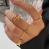 Bohemian 5-Piece Star, Moon, Butterfly Rings Set with Full Diamond Inlays - European & American Style