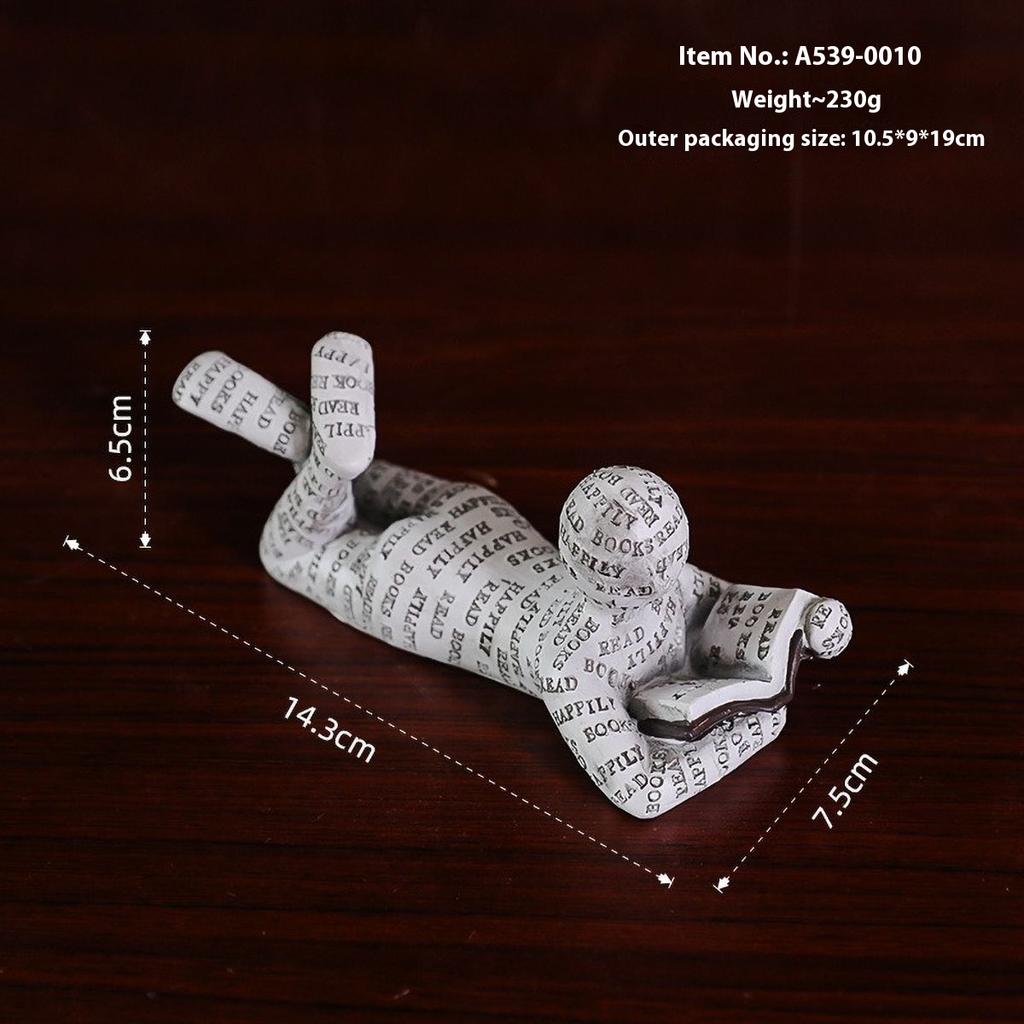 Nordic Book Lover Statue - Reading Person Resin Sculpture for Bookshelf Decor, Study Desk Ornament Minimalist Craft Decor