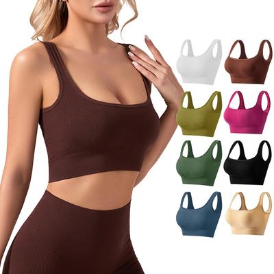 Women's Y Back Sports Bra - Padded Low Impact Spaghetti Thin Strap Workout Yoga Top