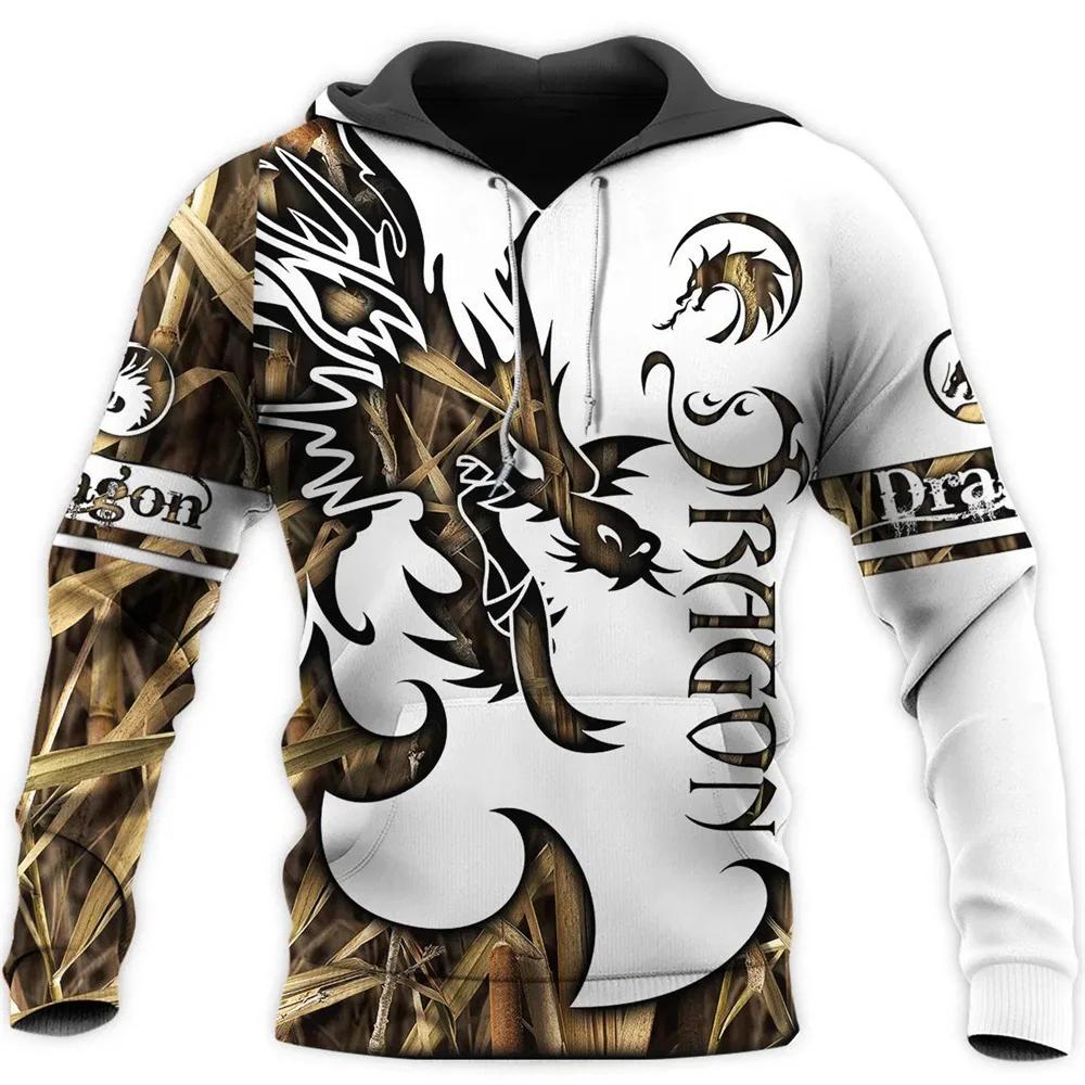Herren-Hoodie mit chinesischem Drachen-Print, Mode 3D-Drachenmuster, neues Sweatshirt, Hip Hop Harajuku, übergroßer Pullover, Herrenbekleidung