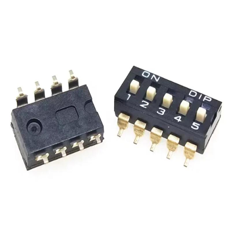 Slide Type SMT SMD Dip Switch Toggle 2.54mm 2Row 4Pin 2 Position/8 Pin 4 Position/16Pin 8 Position Black Switch Gold Plated Pin Switches4