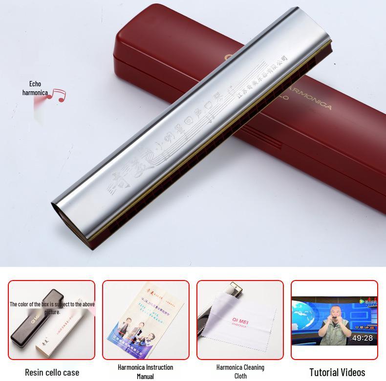 

Chimei 24-Hole Double Reed C Key Harmonica for Kids and Beginners