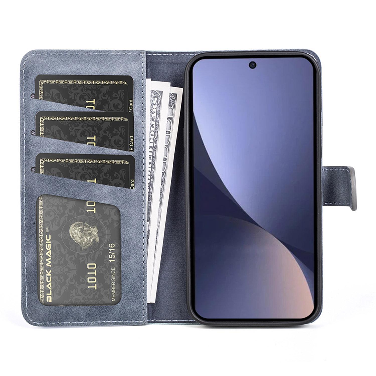 

For Xiaomi 13 Pro 5G Dual Color Splicing Stand Wallet Case PU Leather Folio Flip Anti-scratch Phone Cover Blue