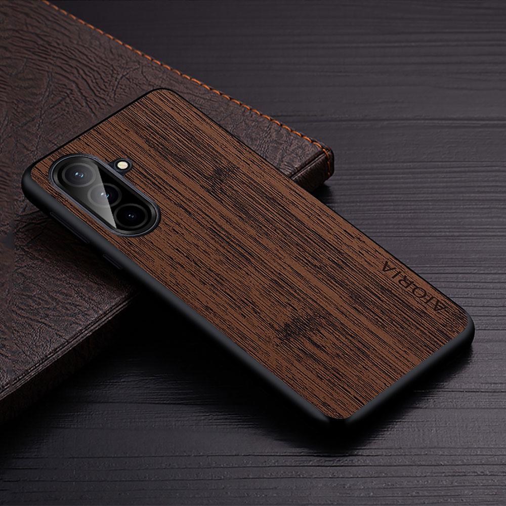 Case for Samsung Galaxy A57 A37 A17 A07 A73 A53 A33 A23 A13 4G 5G Straight Wood Grain PU Leather Cover for Samsung A57 Case