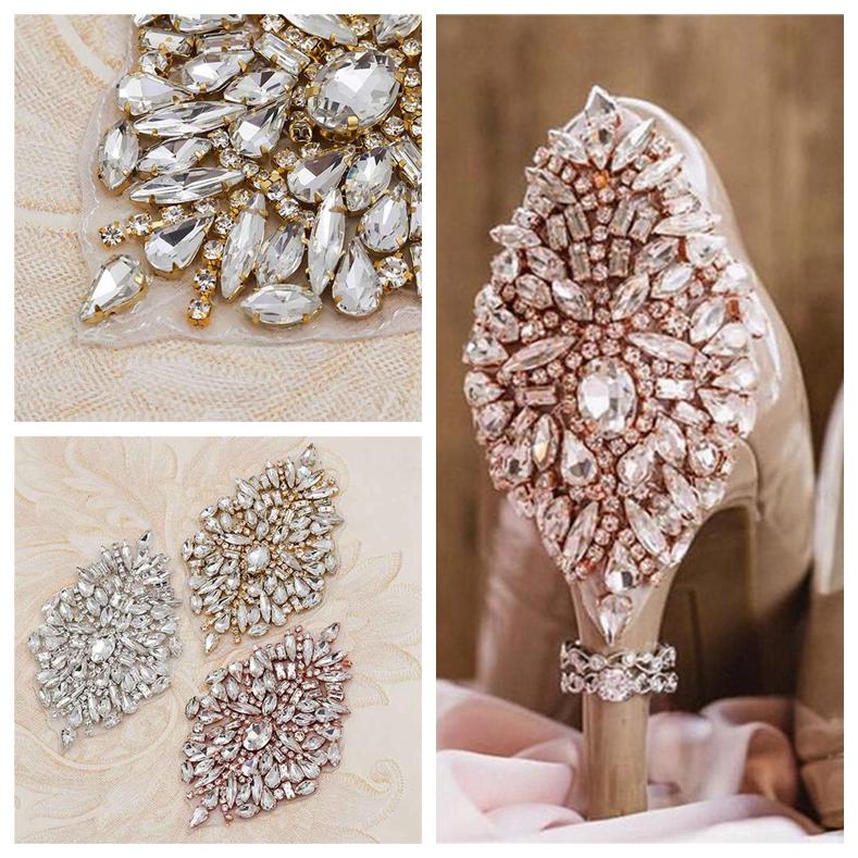 

Невеста Свадебное платье высокие каблуки Клей патч Мода Изысканный Applique DIY обуви украшения патч