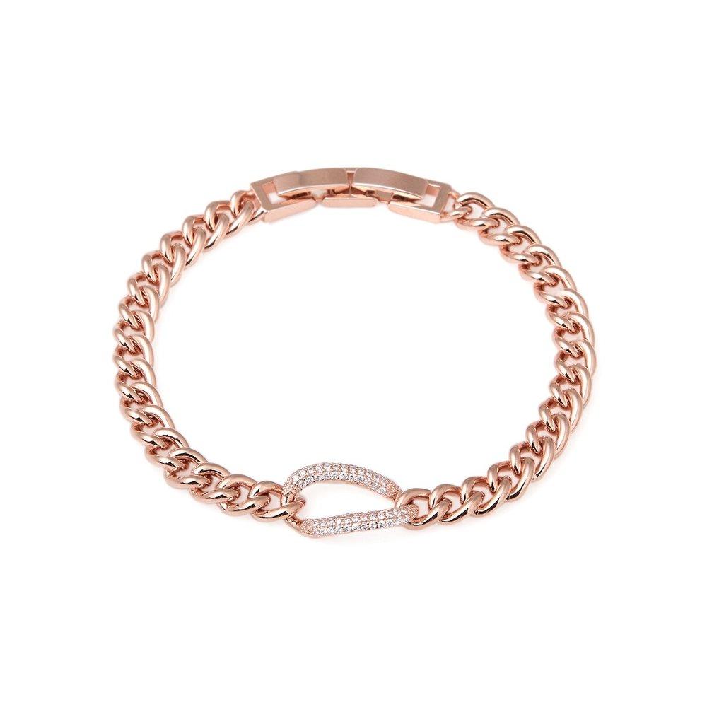 14Kgp Rose Gold Curb Chain Cubic Bold Fashion Bracelet