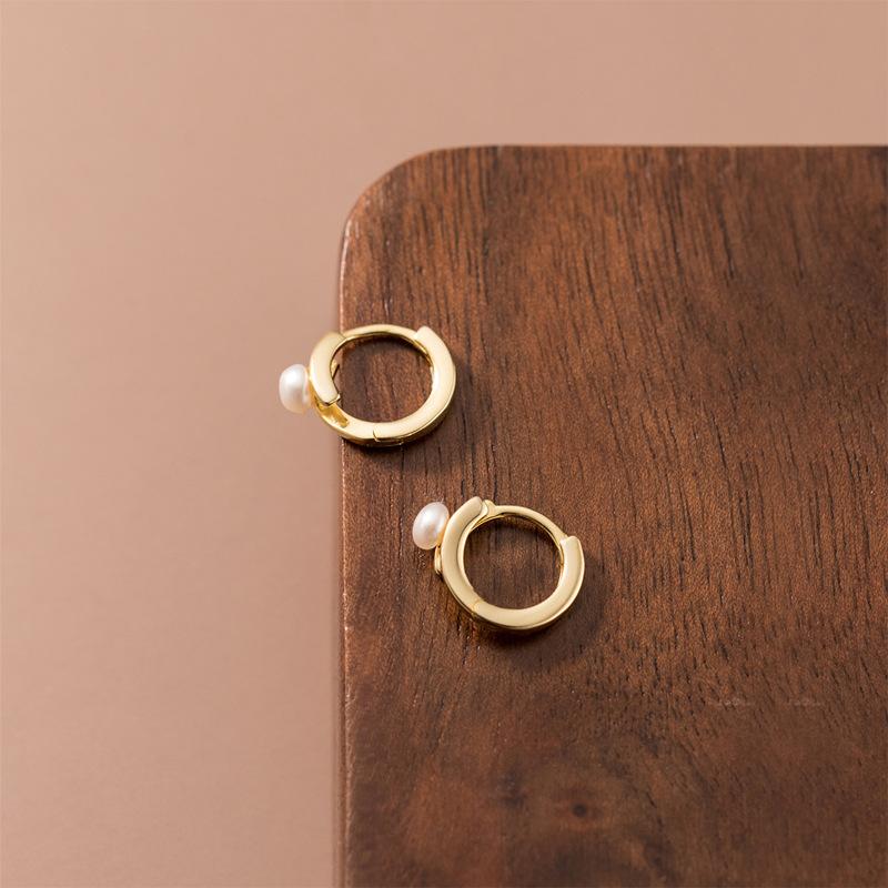 925 Stamp Gold Silver Color Pearl Earring for Women Girl Double Layer Curve Offic Jewelry Birthday Gift Dropshipping