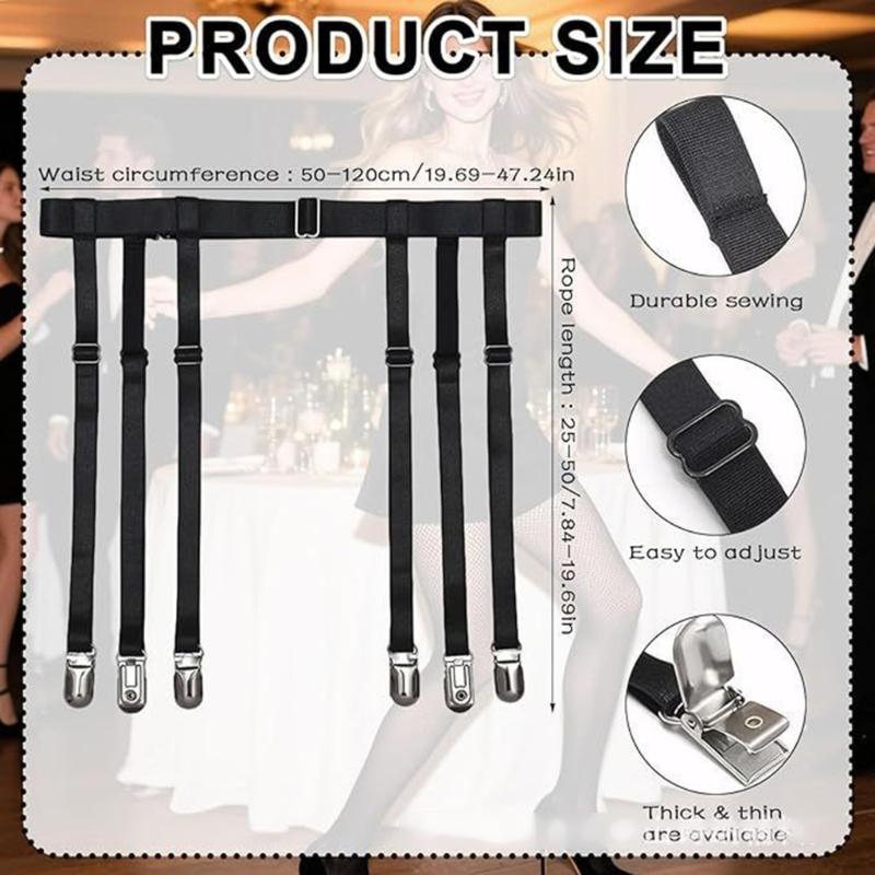 Garter Belts for Women,Elastic Thigh Garter Belt for Thigh High Stockings with Metal Clips
