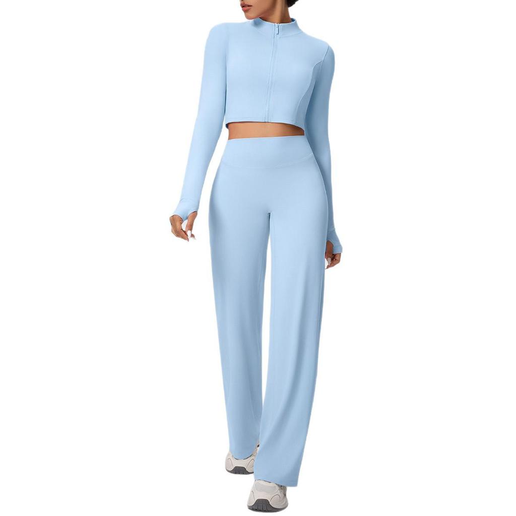 Women's Cross-border Fleece Sports Jacket & Loose Pants Set for Running, Fitness, and Yoga