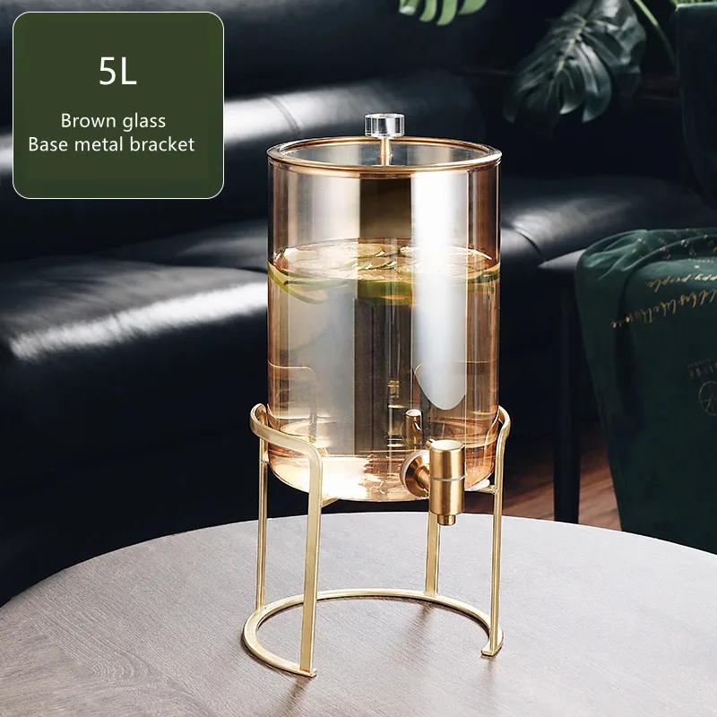 Glass Cold Water Kettle with Faucet Beer Barrel High Temperature Resistant Teapot Modern Domestic Kettle Beverage Bucket