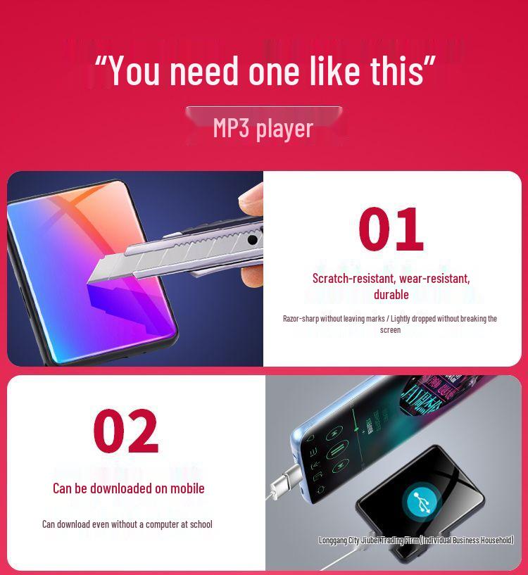 Portable Touchscreen MP4 Player with Bluetooth, External Speaker & MP3 Support - Student Edition