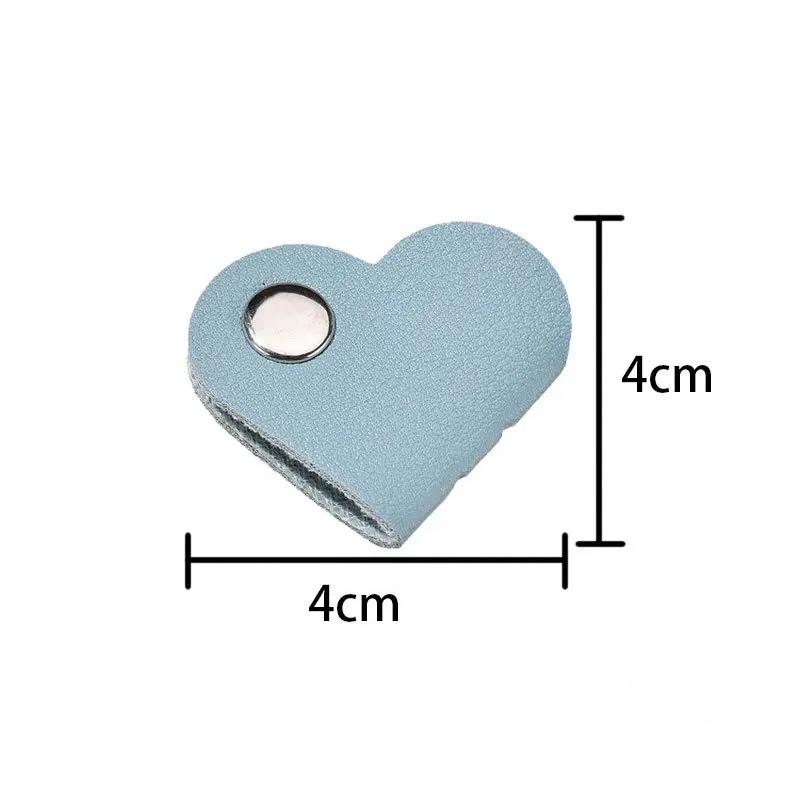1pc Mini Heart Shape Cable Organizer Vintage Earphone Wire Data Line Clips Cable Winder Tie PU Leather Wire Organizer