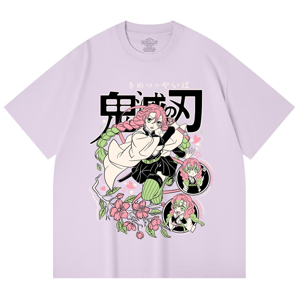 230 Gsm 100% Cotton Demon Slayer V6 Mitsuri Print Unisex Heavy Cotton T Shirt