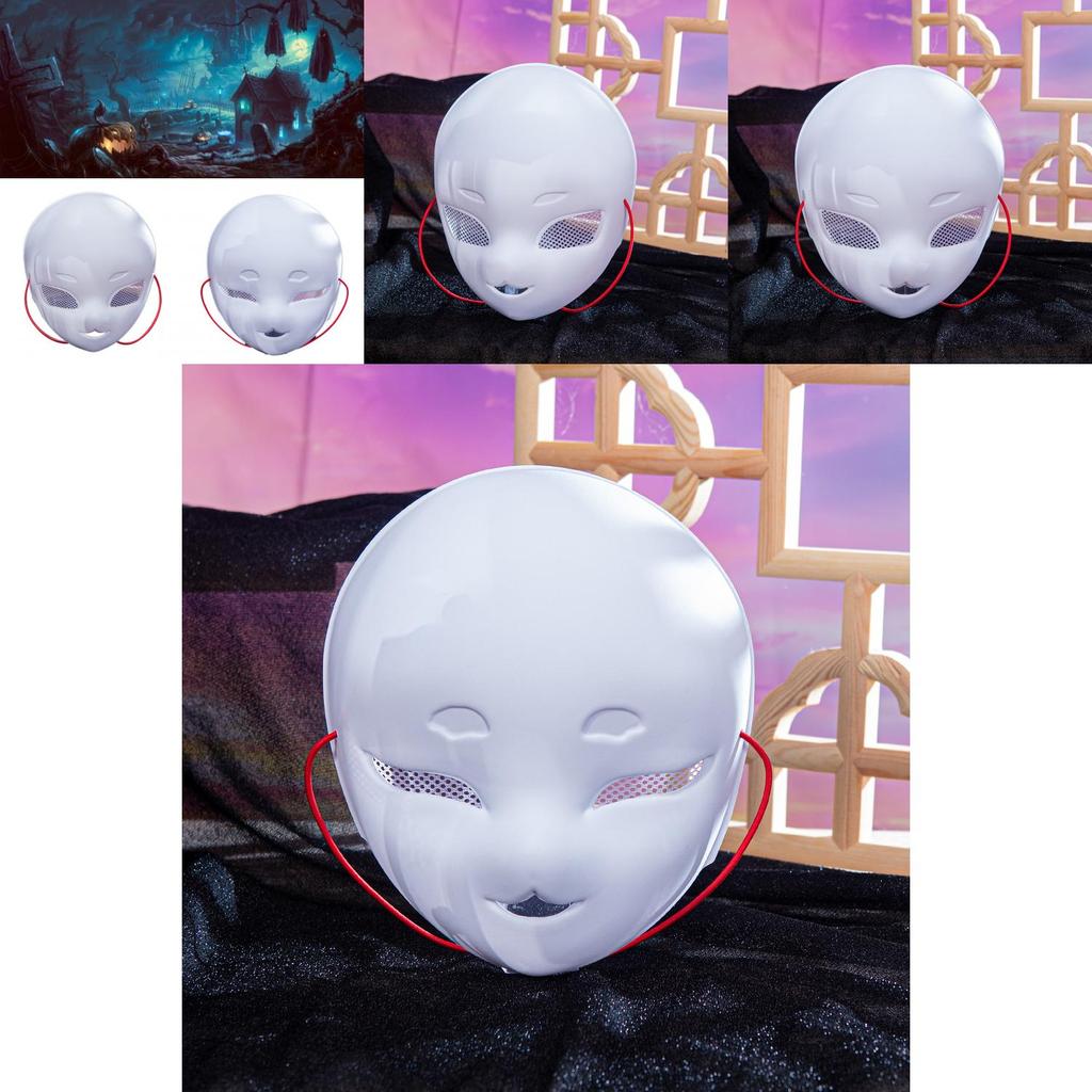 Adorable White Fox Face Mask For Kids Featuring Mesh Design And Handcrafted Detail