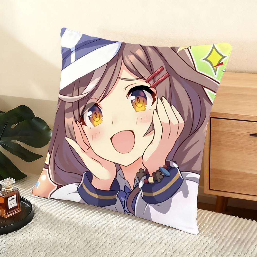 U-Umamusume Cushion Cover Soft Short Plush Pillow Cover Smooth Cozy Texture Aesthetic Cushion Case Home Decor