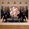 Sparkle Background Champagne Glasses Birthday Display Cheers Display Pink Balloons Party Backdrop For Women's Gathering Festive