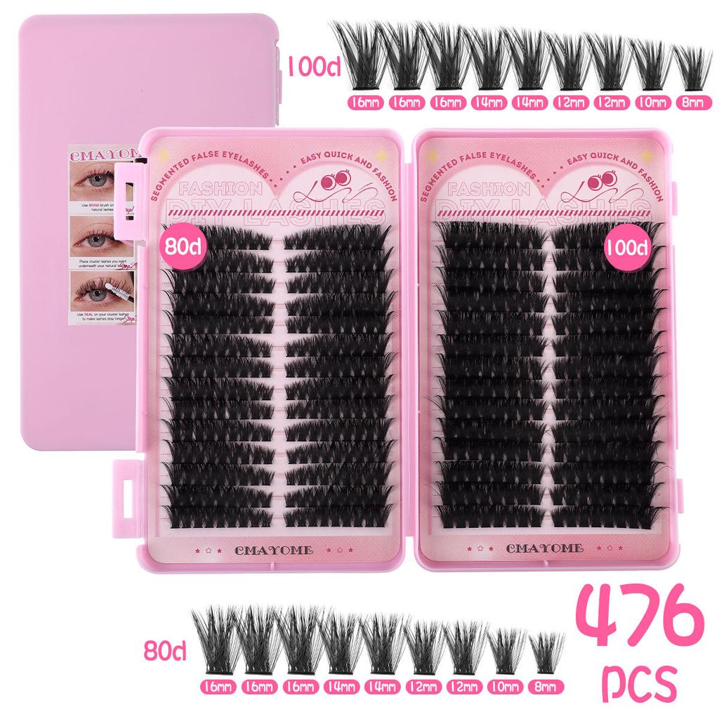 504 Clusters Of Single-Cluster False Eyelashes 8-16Mmdiy Segmented Natural Dense D-Curve Self-Grafting