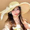French Lace Bow Summer Wide Brim Hat For Sun Protection Beach Vacation Fans