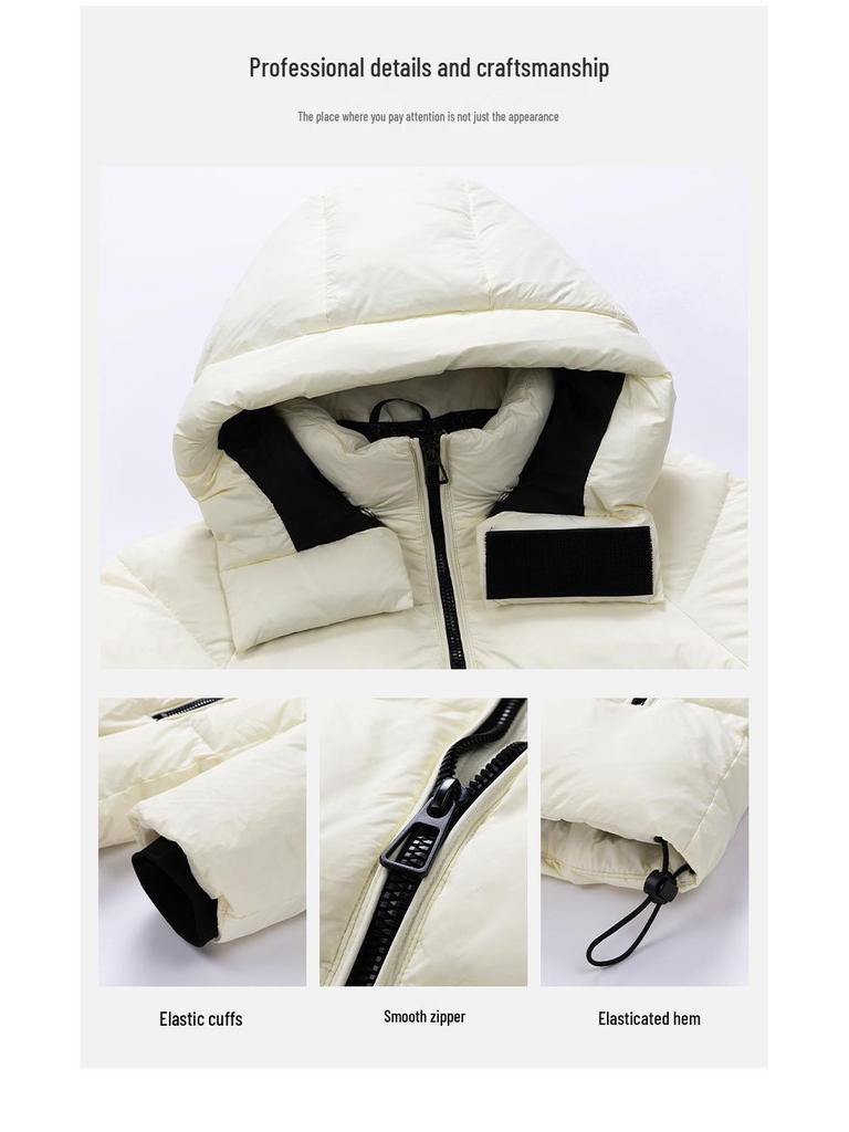 Men's Winter Thickened White Duck Down Jacket - Youth Warm Trendy Hooded Puffer Outerwear