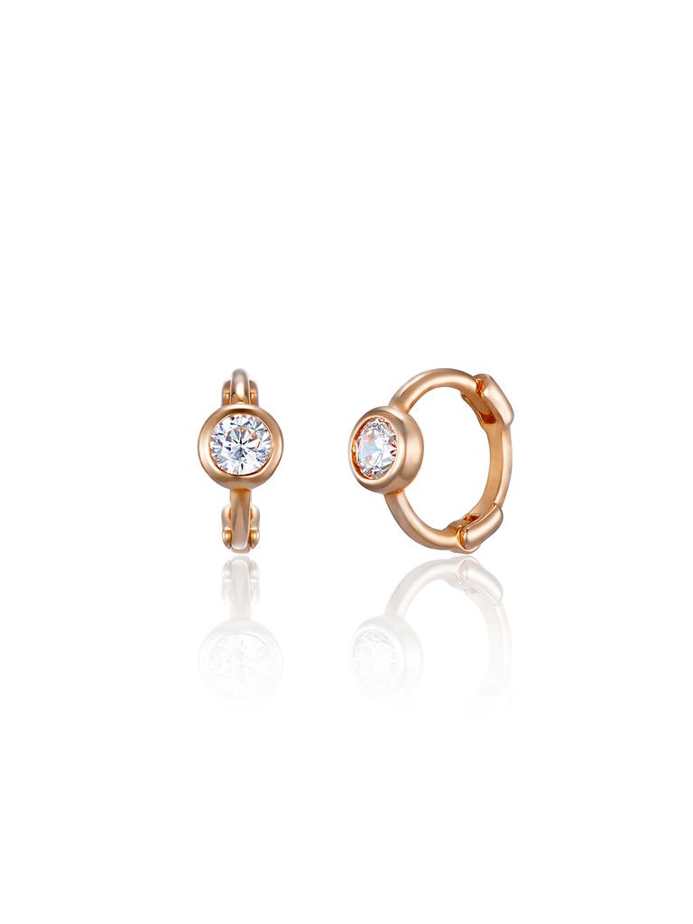 Lunne 14K Mini Bezel-Set One-Touch Earrings (14K Gold) #Lfe16