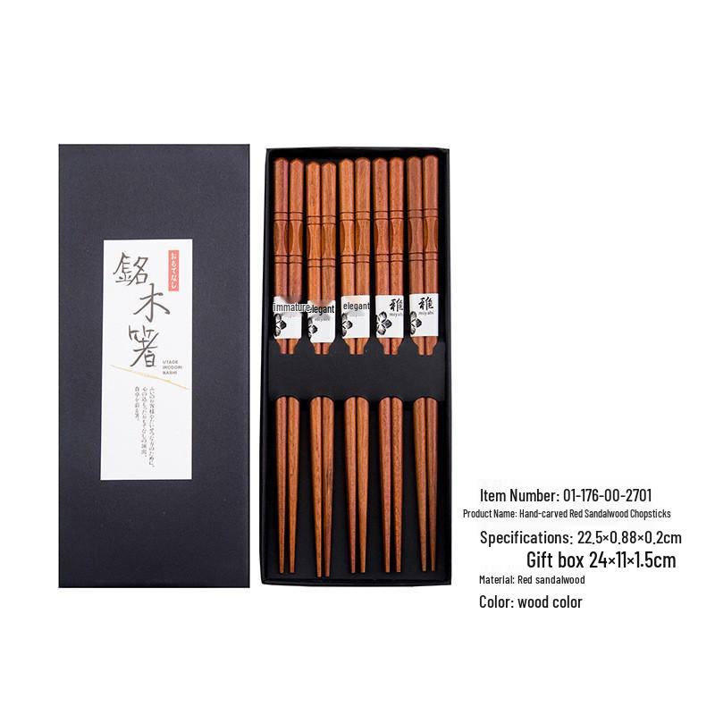 YFJY Japanese Cherry Wood Non-Slip Chopsticks in Gift Box